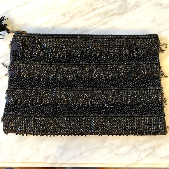 NWOT Anthropologie Beaded Fringe Evening Bag - Picture 1 of 4